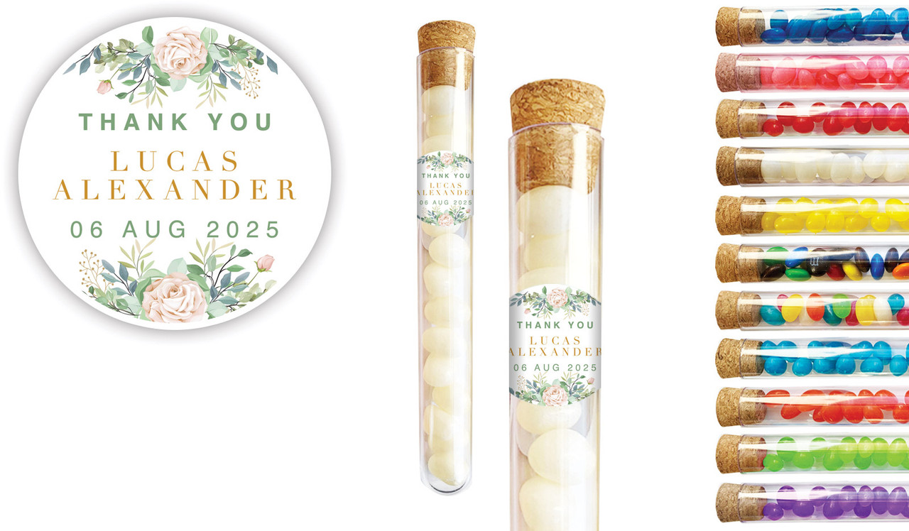 Leaves Photo Christening Personalised Test Tubes