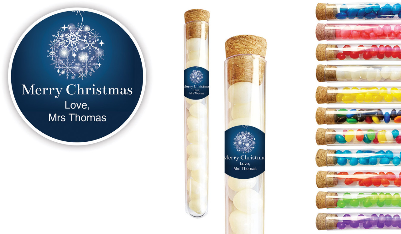 Blue Ornament Christmas Personalised Test Tubes