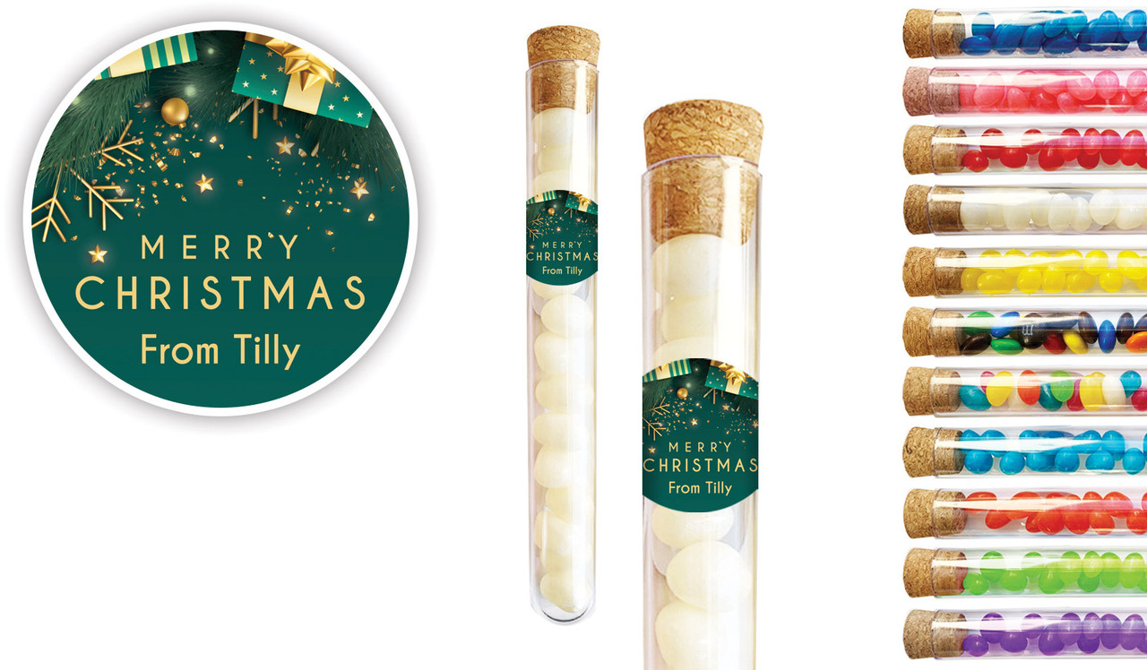 Green And Gold Gifts Christmas Personalised Test Tubes