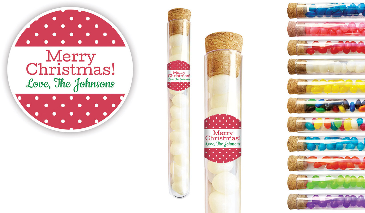 Red Polkadot Christmas Personalised Test Tubes