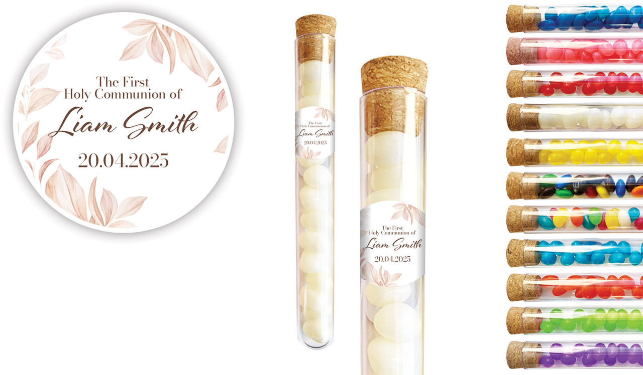 Natural Leaves Communion Personalised Test Tubes