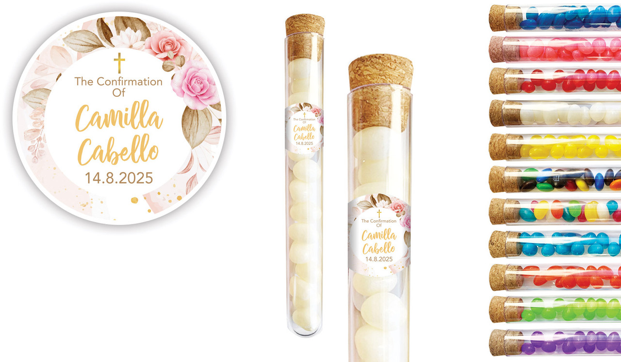Pretty Roses Confirmation Personalised Test Tubes
