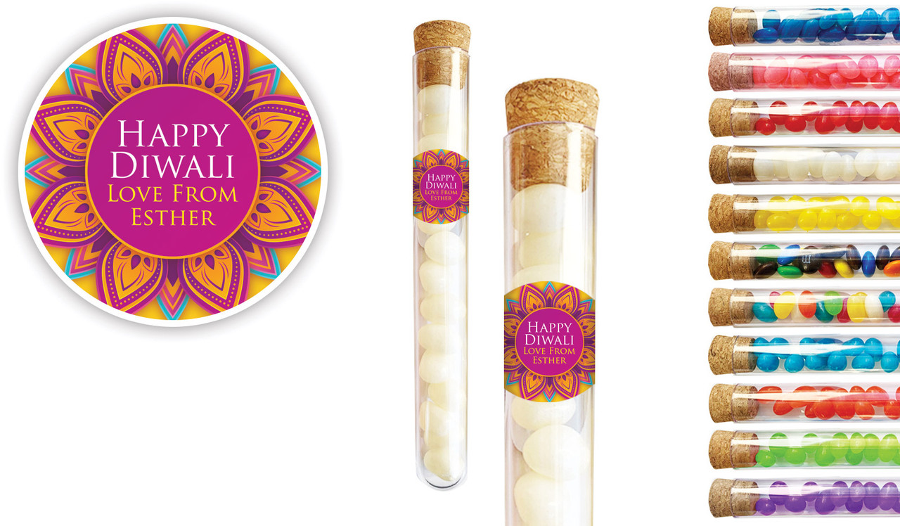 Yellow Purple Diwali Personalised Test Tubes