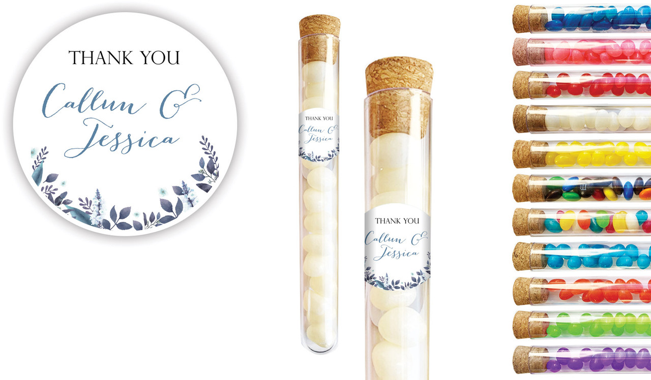 Blue Floral Engagement Personalised Test Tubes
