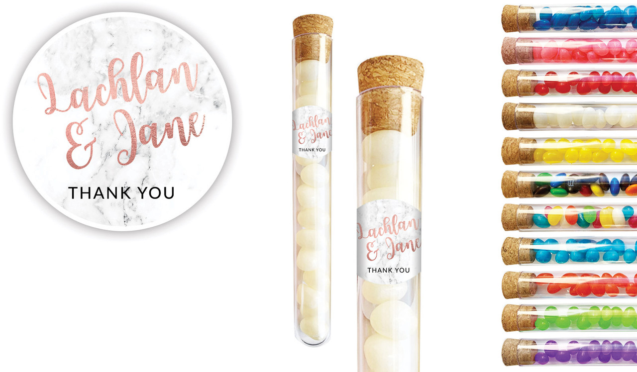 Marble & Rose Gold Engagement Personalised Test Tubes