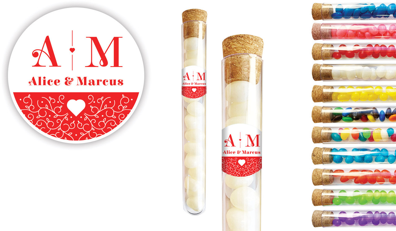 Ornamental Monogram Engagement Personalised Test Tubes
