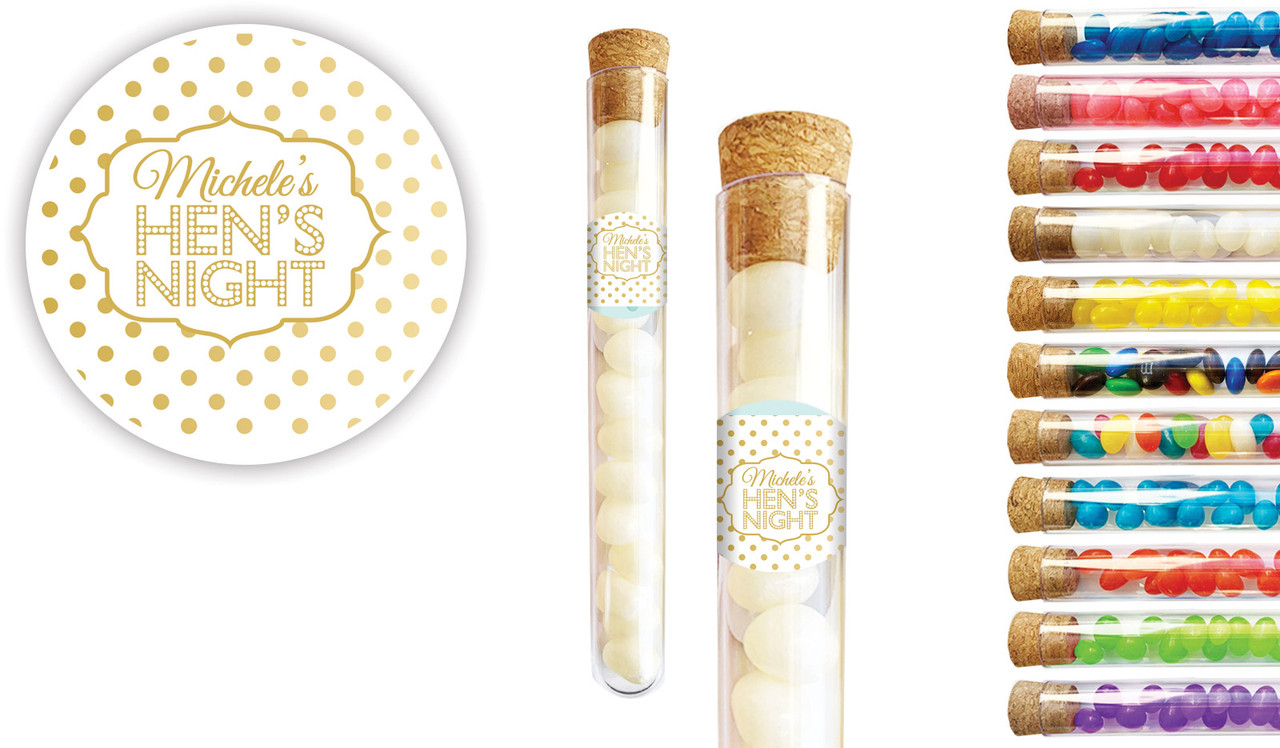 Gold Polkadot Hens Night Personalised Test Tubes