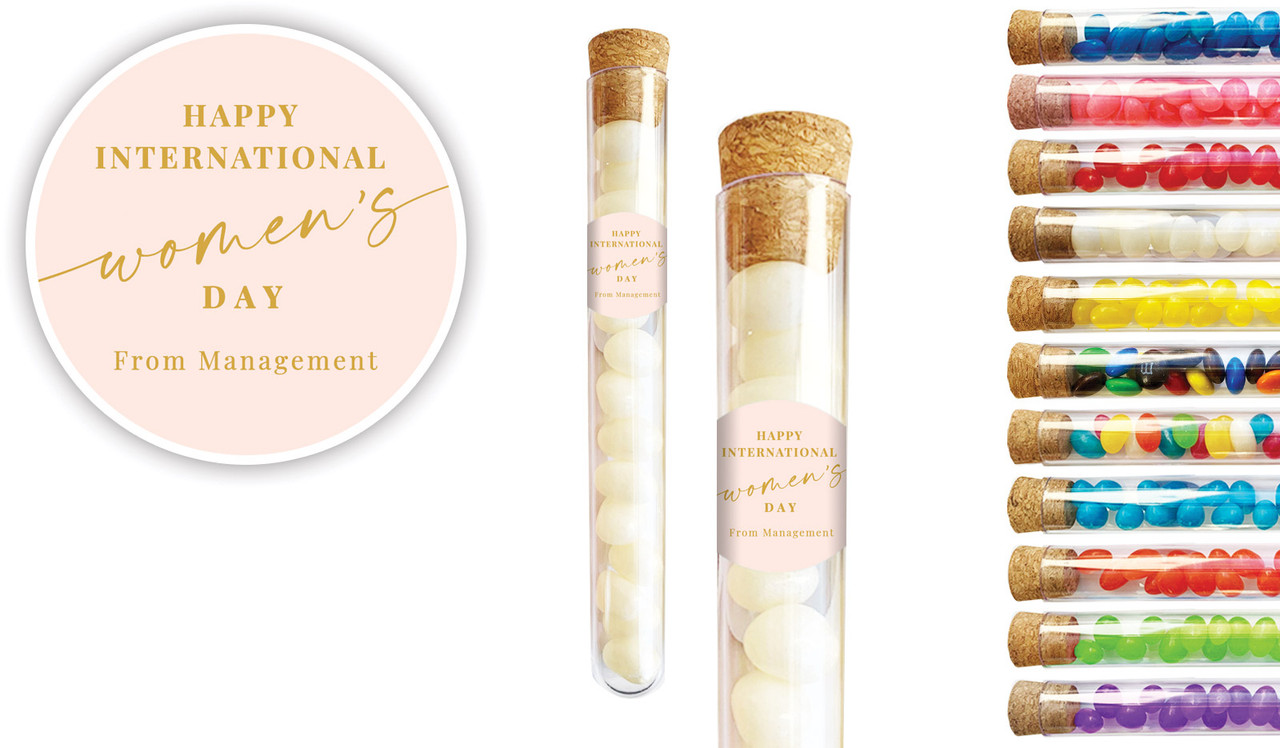 Gold On Blush International Womens Day Personalised Test Tubes