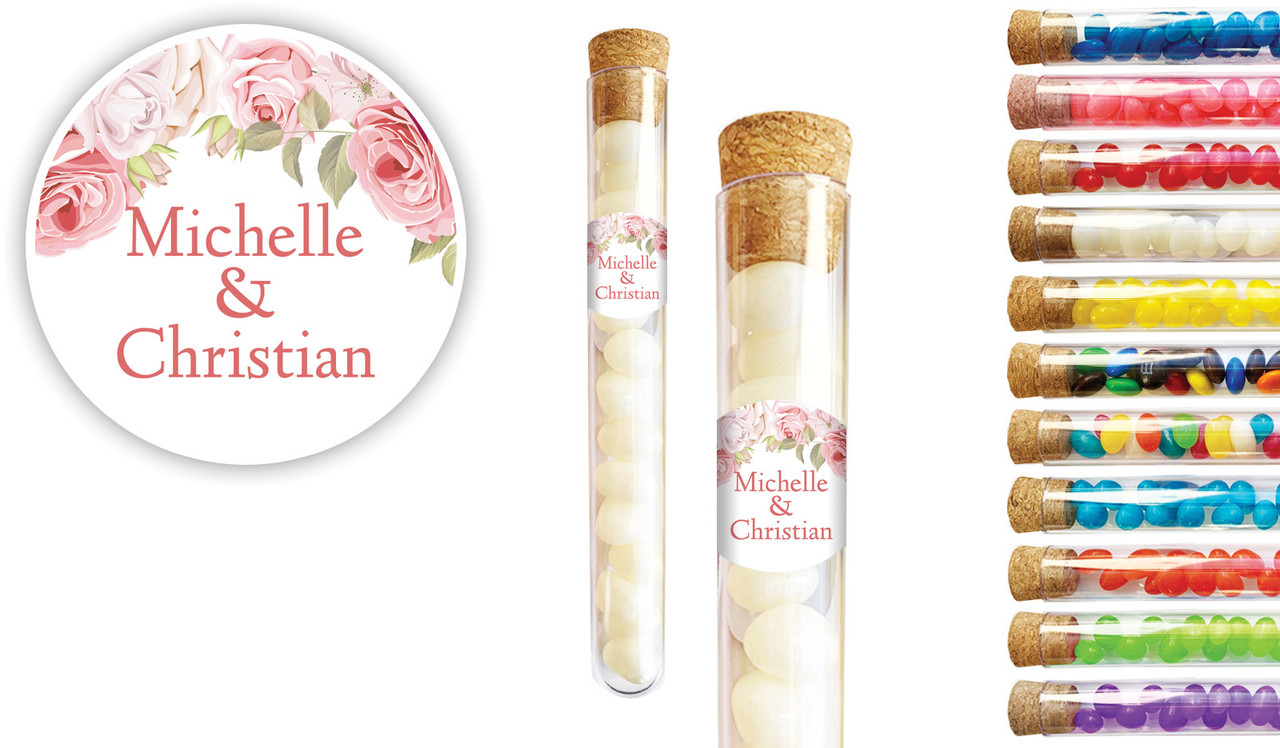 Classic Rose Border Wedding Personalised Test Tubes