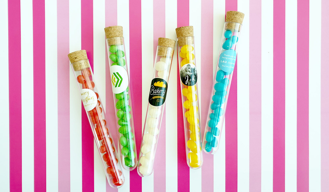 Test tubes available in a variety of filling colours