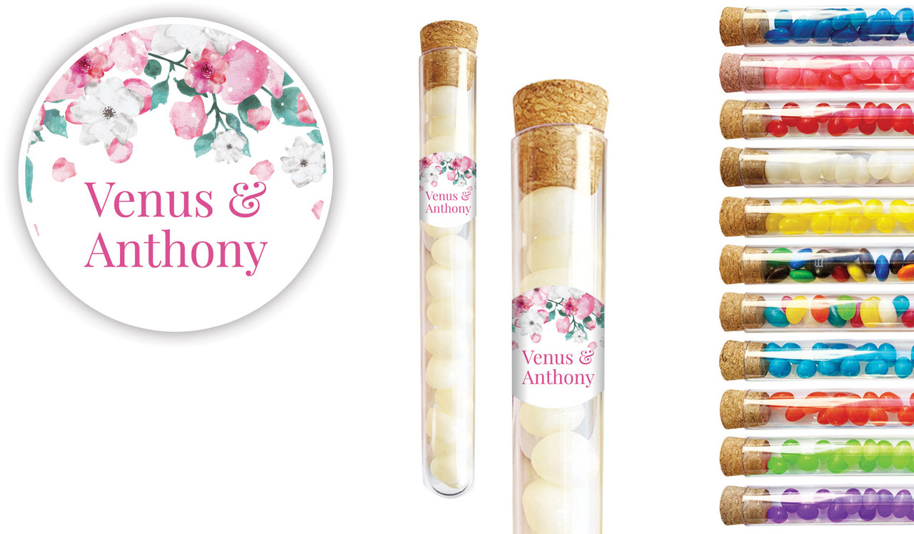 Falling Petals Wedding Personalised Test Tubes
