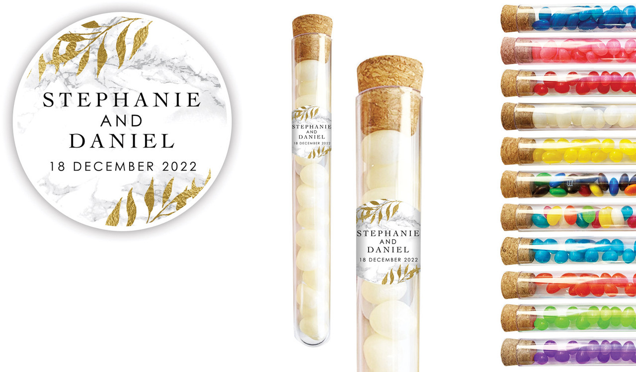 Marble & Fern Wedding Personalised Test Tubes