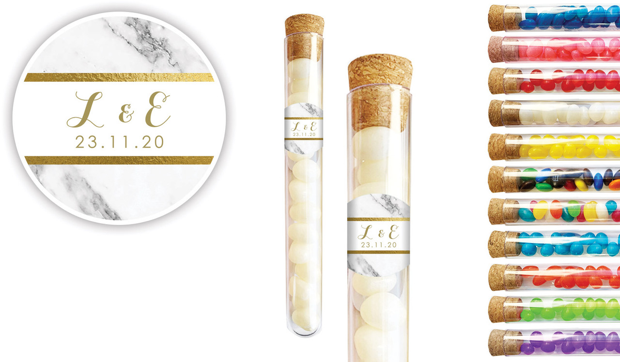 Marble & Gold Wedding Personalised Test Tubes