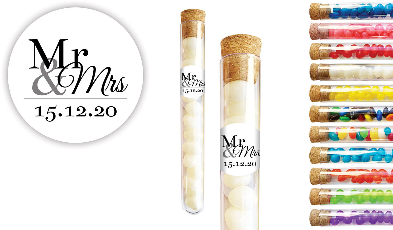 Mr & Mrs Announcement White Wedding Personalised Test Tubes