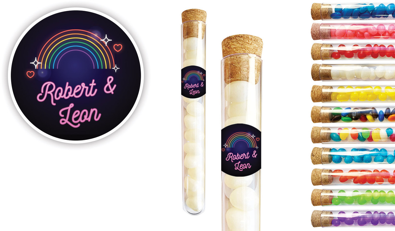Neon Rainbow Wedding Personalised Test Tubes
