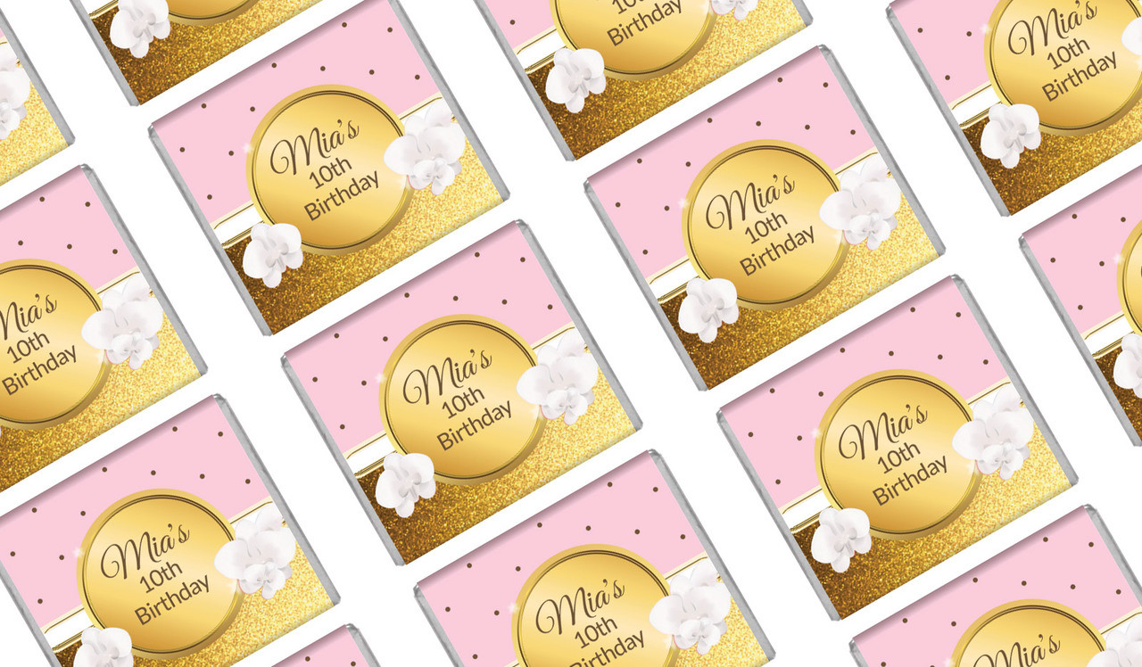 Pink & Gold Custom Birthday Mini Chocolates
