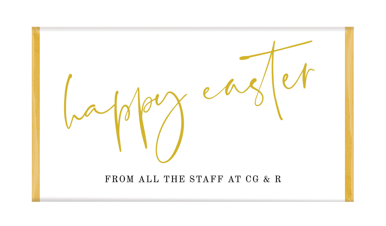 Gold On White Personalised Easter Chocolate Bars