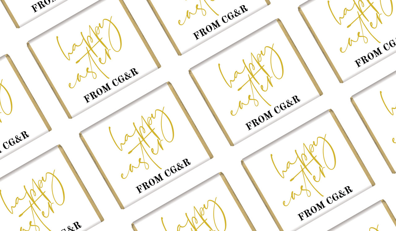 Gold On White Personalised Easter Mini Chocolates