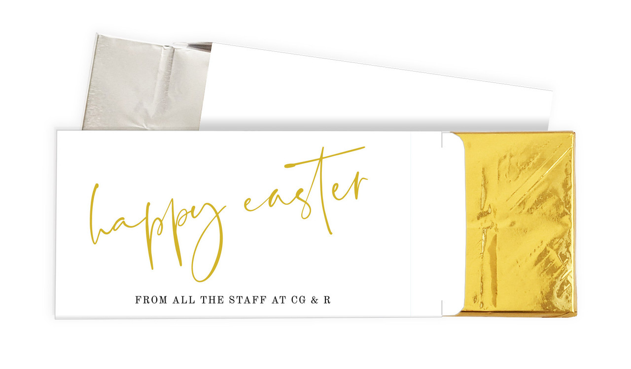 Gold On White Easter Personalised Chocolate Bar In A Box