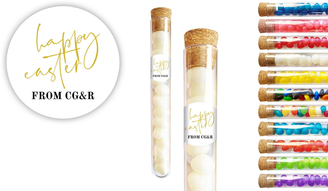 Gold On White Easter Personalised Test Tubes