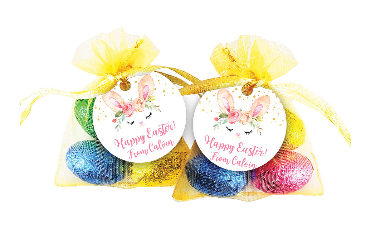 Bunny Face Easter Egg Organza Bag With Tag