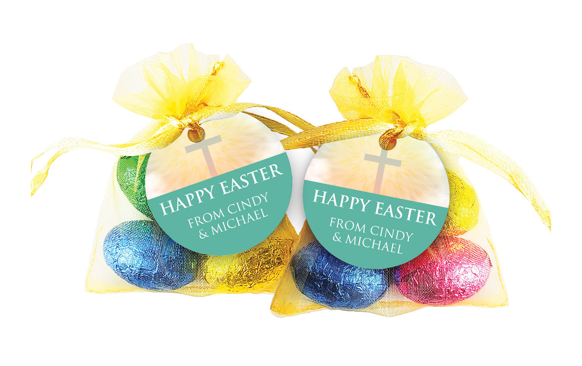 Heavenly Cross Easter Egg Organza Bag With Tag