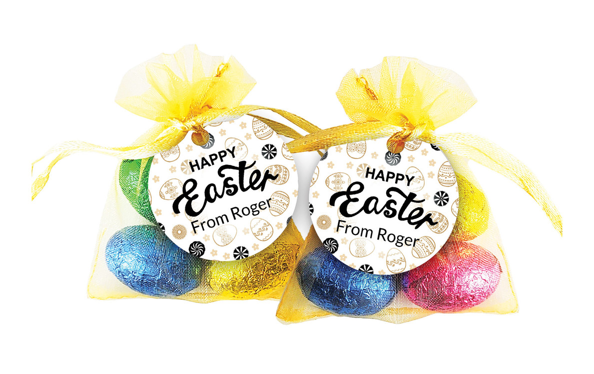 Sophisticated Easter Egg Organza Bag With Tag