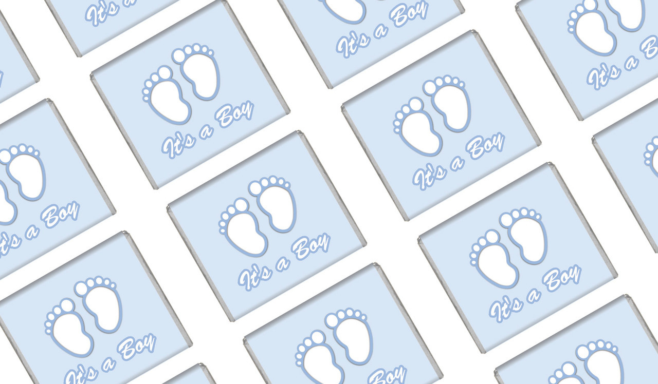 Baby Feet In Blue Baby Shower Mini Chocolates