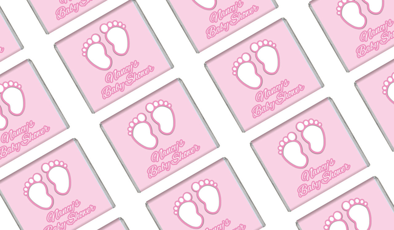 Baby Feet In Pink Baby Shower Mini Chocolates