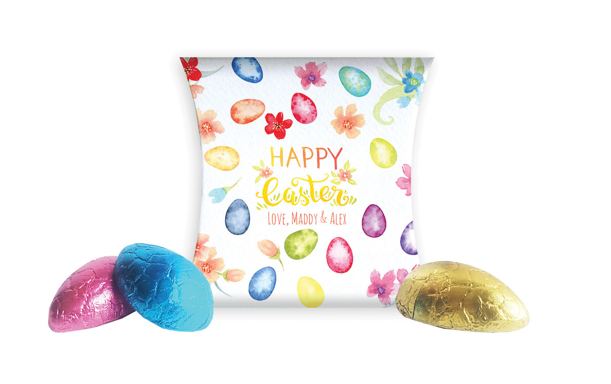 Watercolour Eggs Easter Pillow Box