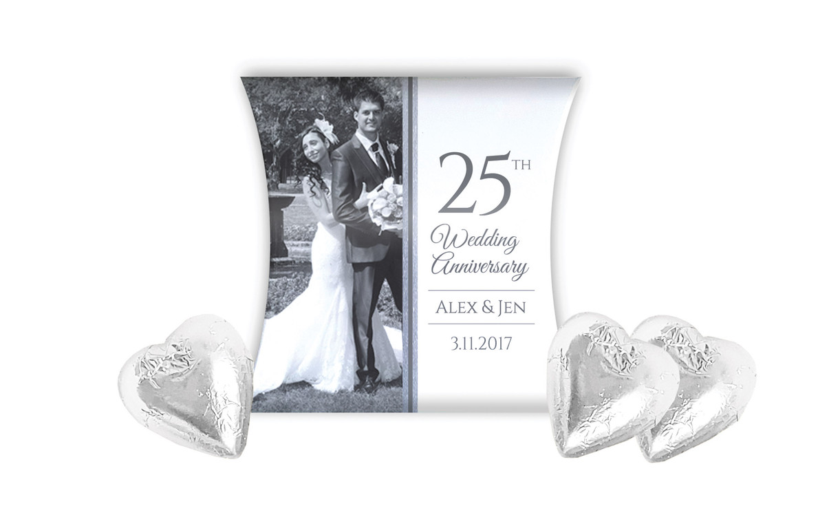 Add A Photo Silver Anniversary Personalised Pillow Boxes