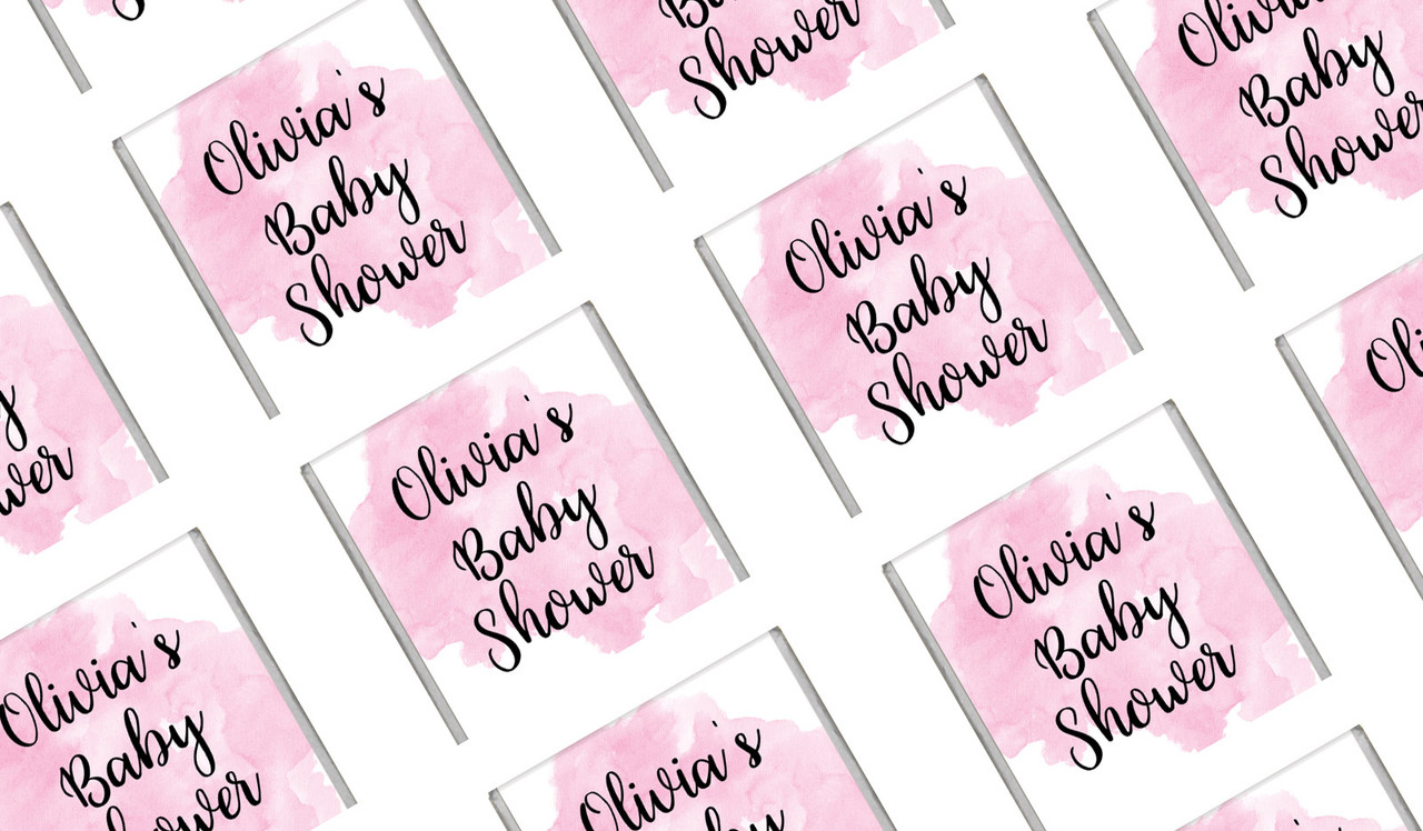 A Splash Of Watercolour In Pink Baby Shower Mini Chocolates