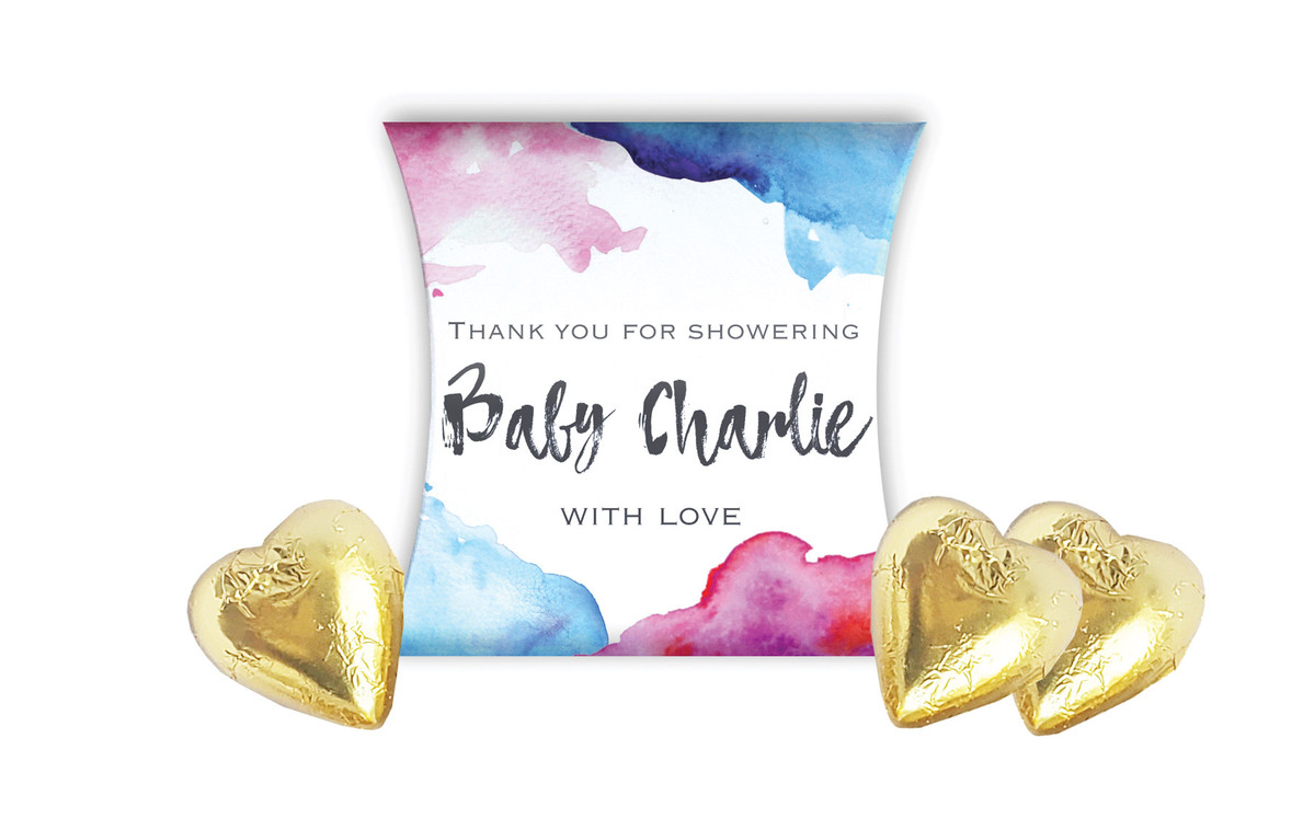 Mixed Watercolour Baby Shower Personalised Pillow Boxes