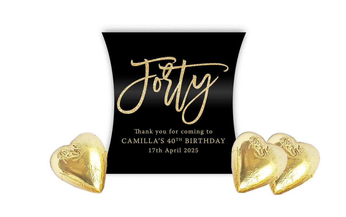 40th Black Personalised Pillow Boxes