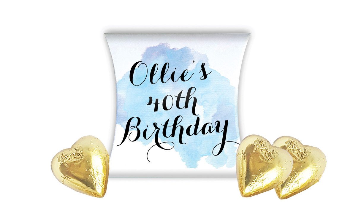 A Splash Of Water Colour Blue Personalised Birthday Pillow Boxes