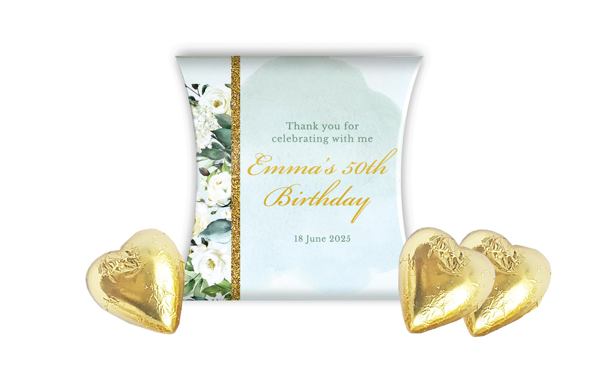 Elegant Greenery Personalised Birthday Pillow Boxes