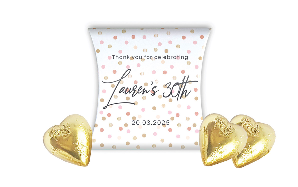 Metallic Confetti Personalised Birthday Pillow Boxes