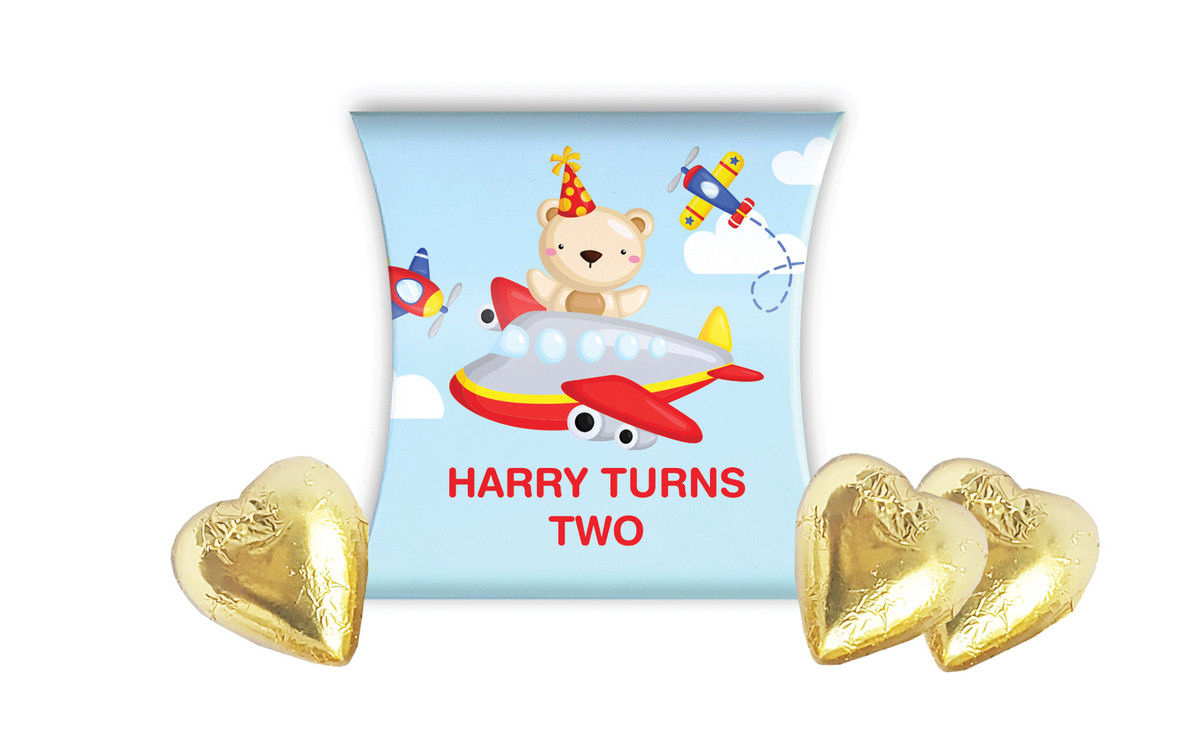 Bear Air Plane Kids Party Personalised Pillow Boxes