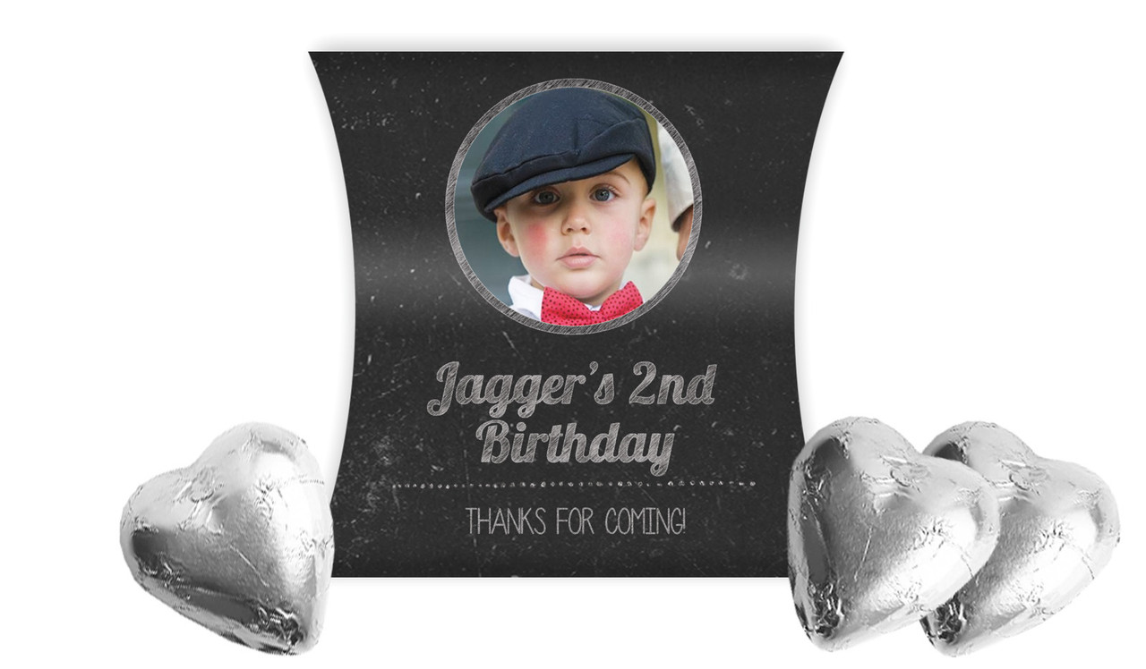Chalkboard Photo Kids Party Personalised Pillow Boxes