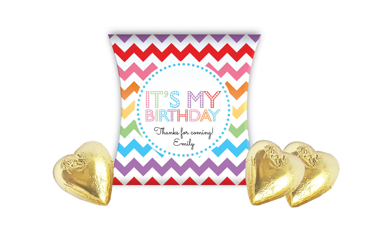 Chevron Rainbow Kids Party Personalised Pillow Boxes
