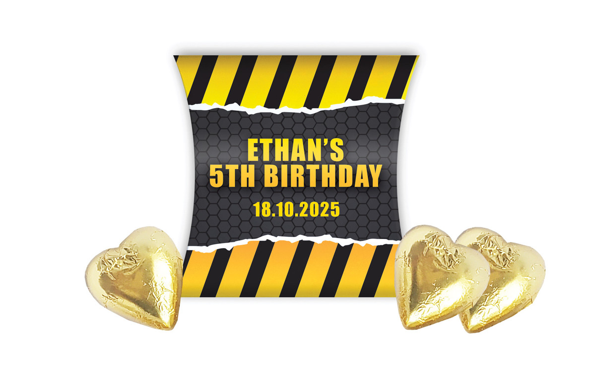 Construction Builders Kids Party Personalised Pillow Boxes