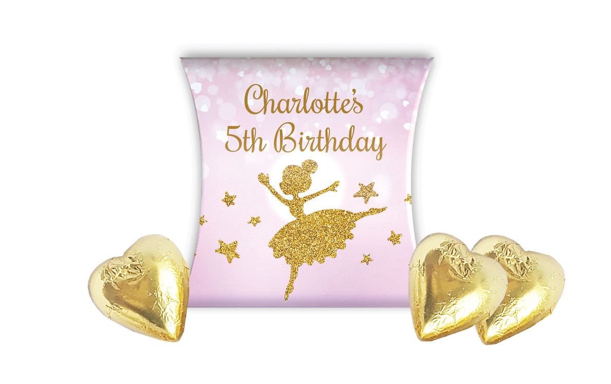 Golden Ballerina Kids Party Personalised Pillow Boxes