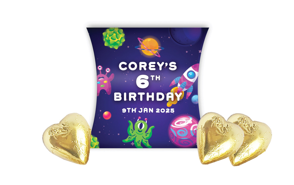 Outerspace Kids Party Personalised Pillow Boxes