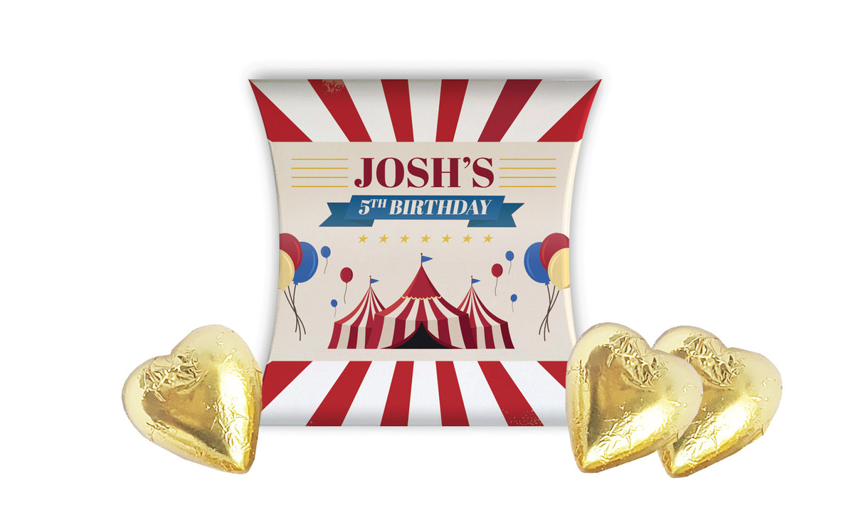 Retro Circus Kids Party Personalised Pillow Boxes