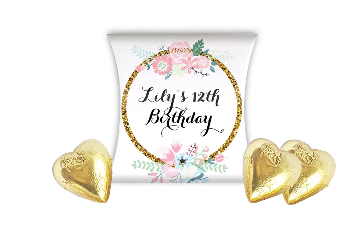 Spring Floral Kids Party Personalised Pillow Boxes