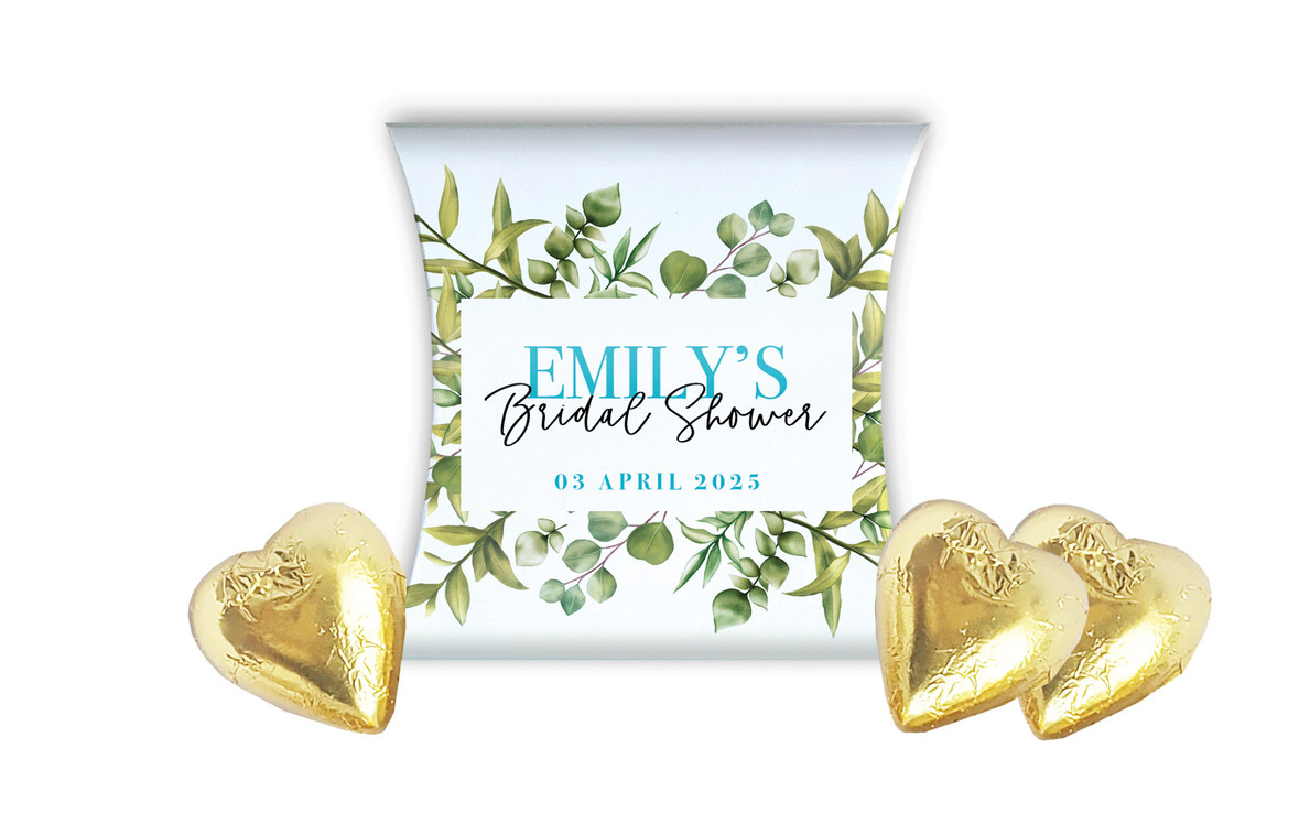 Eucalyptus Bridal Shower Personalised Pillow Boxes