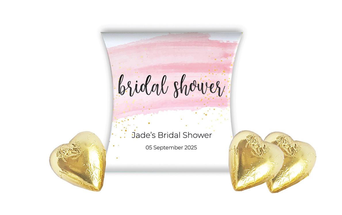 Pink Watercolour Bridal Shower Personalised Pillow Boxes