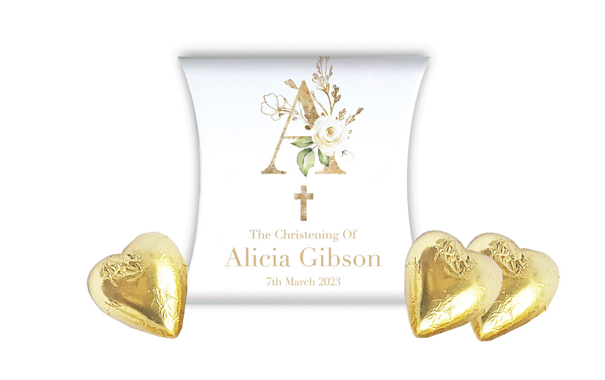 Monogram Rose Christening Personalised Pillow Boxes