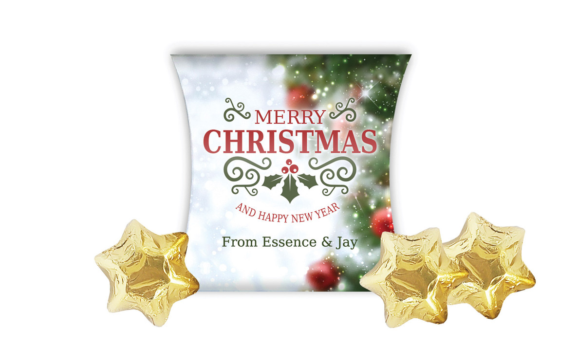 Bokeh Tree Christmas Personalised Pillow Boxes