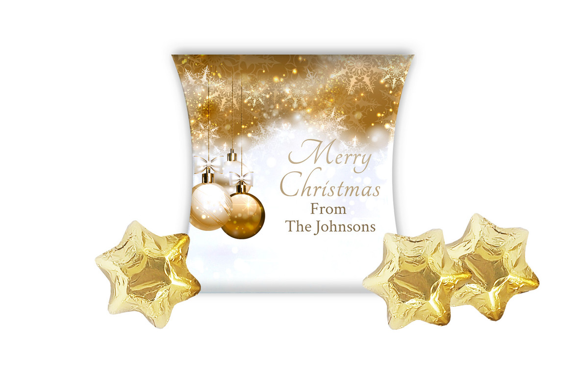Bronzed Baubles Christmas Personalised Pillow Boxes